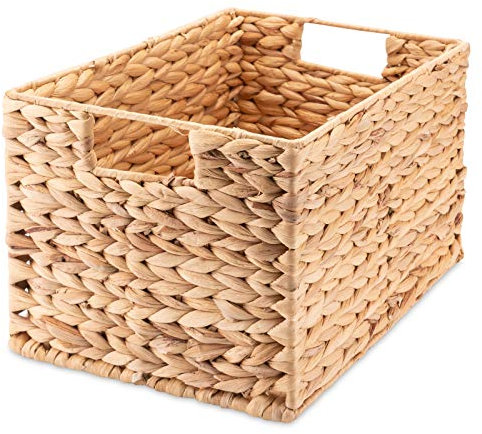 Decorasian Korb Aufbewahrung geflochten aus Wasserhyazinthe - Seegras rechteckig - 32cm