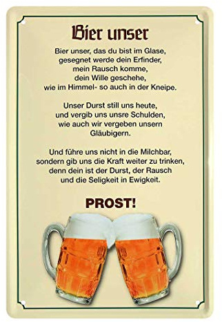 Bier Unser Blechschild - Retro Deko Metallschild - Lustiges Schild - Witzige Wanddeko für Kellerbar, Kneipe, Tresen, Theke, Bar - Geschenkidee für Biertrinker und Biergenießer - 20x30cm