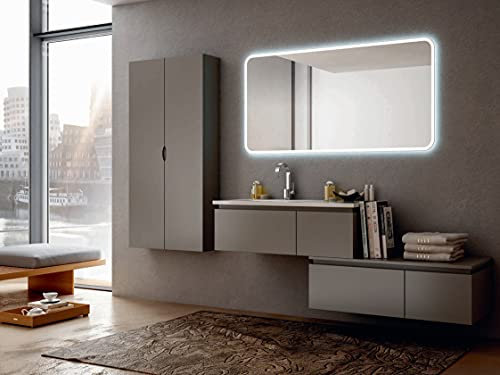 Hängeschrank Avril Taupe, 100 cm, Waschbecken aus Kunstharz und Kommode