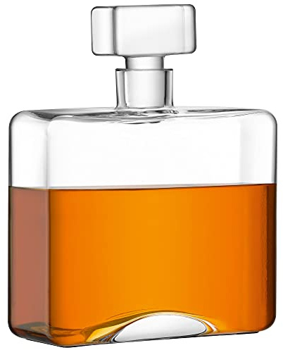 LSA International Cask Whisky Rectangle Decanter 1L Clear| 1 Unit | Mouthblown & Handmade Glass | KC03