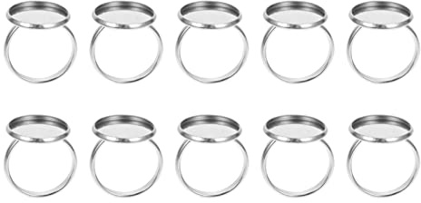 10 Stücke Ring Rohlinge Ringschiene Ringrohling Verstellbar Ring Klebeplatte Ring Tablett Lünette für DIY Fingerringe Basteln Schmuck Herstellung 16mm Ring Basteln 16mm