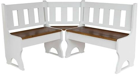 k koma Stilvolle Eckbank aus massivem Kiefernholz – Weißer Korpus & warme Nuss-Sitzfläche – Perfekt für Küche & Esszimmer (120 x 180)