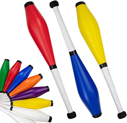 Juggle Dream Trainer Street Jonglierkeulen 3er Set Tolle Trainerkeule - Jonglierset für Anfänger und Fortgeschrittene Jongleure (Rot, Blau, Gelb)