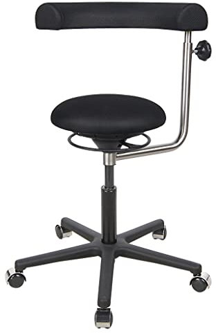 BALIMO Office - Bürostuhl - ergonomischer Sitzhocker - Rücken-Trainer - Sitztrainer - Bewegungshocker - Bewegungsstuhl - Hocker mit frei beweglicher Sitzfläche - Gestell (Schwarz)