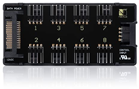 Noctua NA-FH1, 8-Kanal PWM Lüfter-Hub, magnetisch mit Kurzschlusssicherung | Für bis zu acht 12V- und 5V-Lüfter, SATA-Stromanschluss, bis zu 54W Leistung, werkzeuglose magnetische Montage, Status-LEDs