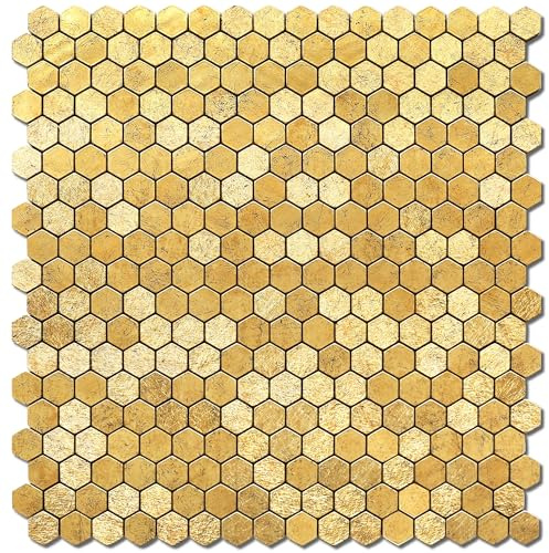 VAOVI Peel and Stick Kitchen Wall Tile Stickers Gold(Hexagon,5pcs)