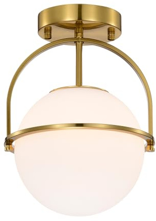 Alighting Deckenleuchte Gold mit Glas-Kugel Ø18 cm | Moderne Deckenlampe für Flur, Eingang & Küche, E14 Fassung (ohne Leuchtmittel)