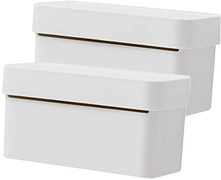 BESTonZON 2pièces Boîte De Rangement Murale pour Poubelle Organisateur De Plastique pour Cuisine Et Salle De Bain Lot de Blanc