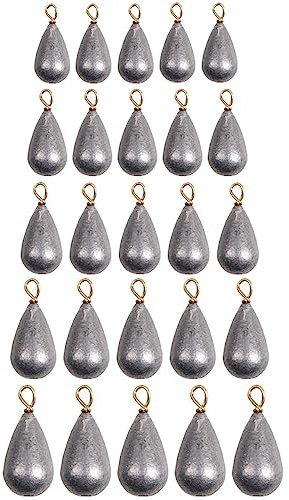 25 Stück Angel Senkgewichte, Wassertropfen Formgewicht, Barsch Casting Sinker, Outdoor Angelgewicht mit Box für Salzwasser Süßwasser, 3,5g, 5g, 7g, 10g, 14g, je 5 Stück