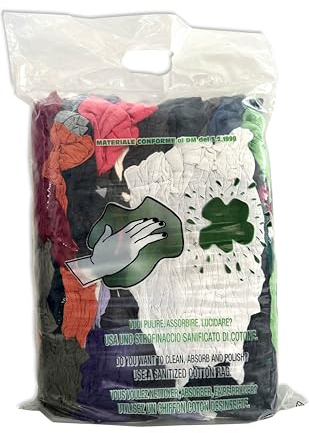 Centro Natura & Pet shop Stracci Colorati Cotone Sanificati Pezzame Pezze per Pulizia Lucidatura Asciugatura Confezione 3,5kg