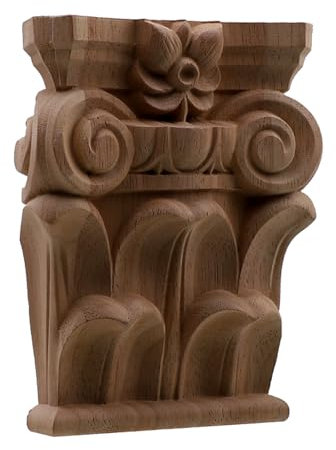 Onlay Holzhandwerk Unlackiertes Holz Eiche Geschnitzt Wellenblume Onlay Aufkleber Eckapplikation Möbel Tür Dekoration Kaminsäulen Zubehör 12.5 Cm X 10 Cm