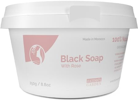 Fatima's Garden Savon Noir à l'Huile de Rose - Exfoliant Naturel, 250g