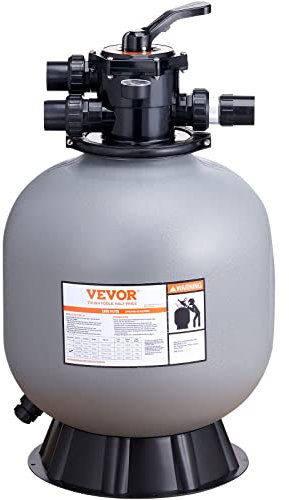 VEVOR Filtro a sabbia, 22 pollici, portata fino a 55 GPM, sistema di filtraggio a sabbia per piscine fuori terra con valvola multiporta a 7 vie, scarico, inverno, funzioni chiuse
