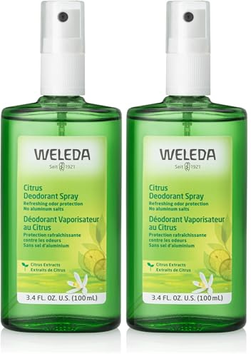 Weleda - Desodorante en Spray Citrus, Neutraliza los Olores Corporales Desagradables, 24 Horas de Protección, Unisex, 100% Natural, Sin Sales de Aluminio, con Aroma Cítrico Refrescante, Vegano -100 ml