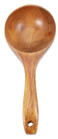 ABOOFAN Cuillère Bois Massif Cuillère à Soupe Louche à Eau Ronde Polyvalente Pour Cuisine à Domicile Servante Thé Vin Eau Soupe