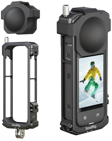 SMALLRIG Cage Käfig für Insta360 X4, Protective Case, Aluminium-Schutzhülle für Insta360 X4 mit Silikon-Objektivabdeckung, integriertem Blitzschuh und 1/4-20 Anti-Ablenkungs Gewindeloch - 4278