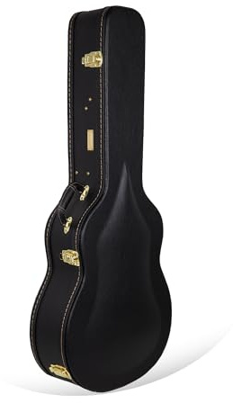 Crossrock 43,2 cm (17 Zoll) Jazz-Gitarrenkoffer für Archtop Hohlkörper-Gitarren, schwarzes Finish, abschließbarer Riegel, Aufbewahrung, passend für Gibson Gibson L5/ES-300/ES 350T, Epiphone Broadway