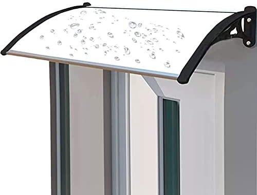 Markise Fenster Wandmontage Türvordach Wind- und Schneeschutzdach für Terrasse Stumm Selbstreinigender Regenschutz Überdachungsmarkise für Tür mit schwarzer Stütze Weißer Verandaschutz aus P