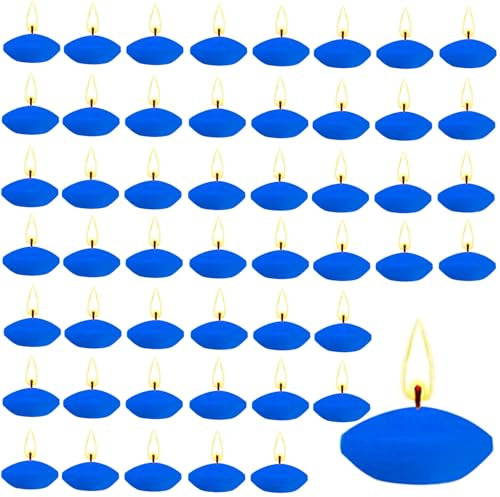YushengTai Candele Galleggianti, 50 Pezzi Candele Galleggianti Blu, Decorazioni per Matrimonio, Piscina, Spa, Vasche da Bagno