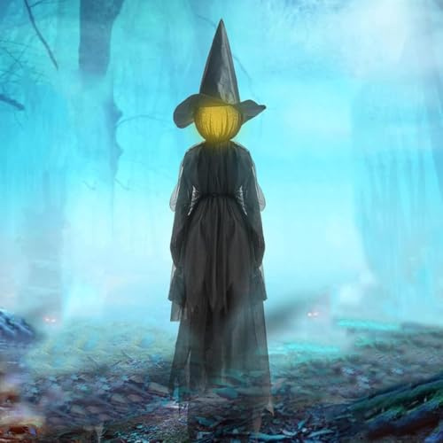 Umikk Hexe mit Sound-Sensoren Halloween Deko Outdoor, Schrei Hexe mit Sound-Sensoren, Wasserdicht in großem Maßstab Halloween Hexe Deko, für Garten Außen Rasen mit Bewegungsmelder (1 Stück)
