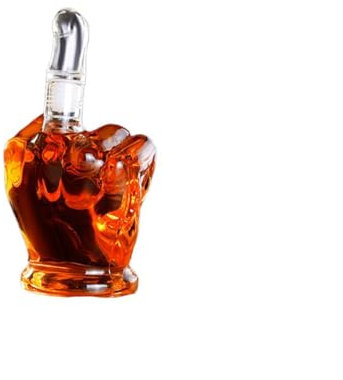 Decantador de Whisky Decantador de vidrio -1000 ml Diseño en forma de Dedo medio Botella de vino Para Hombre Vino,brandy, jugo,tequila,vodka