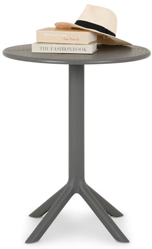 IDIMEX Gartentisch LUZ 60 cm Durchmesser grau - runder Balkontisch aus Polypropylen, Kleiner Outdoor-Tisch wetterfest & robust, Beistelltsich Garten