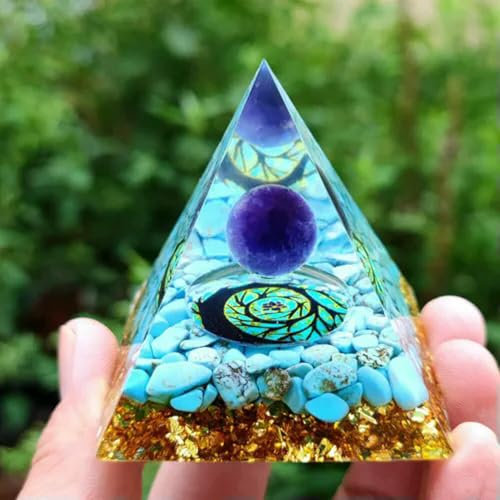Amethyst Kristallkugel Orgonit Pyramide Obsidian Chakra Orgon Stein-#6 Blau Türkis