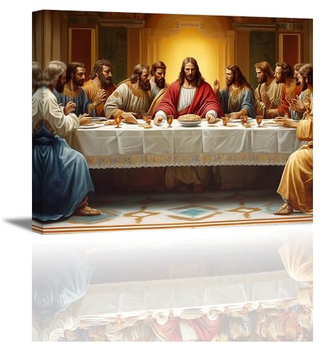 Piy Painting Reproduktion eines berühmten Gemäldes, Leinwanddruck, Das letzte Abendmahl, Jesus Leinwandbild, Wandbild Kunstdrucke Für Wohnzimmer Eingang Flur Café Küche, 30x40 cm