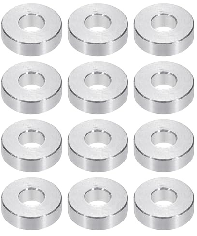 PATIKIL Rondelles en Aluminium M6, 12pcs Entretoise Métallique à Vis Ronde, Rondelle Plate pour Vis Tige Écrous Boulons, Bague d'Écartement en Métal 6.2mm ID x 15mm OD x 4.5mm Hauteur