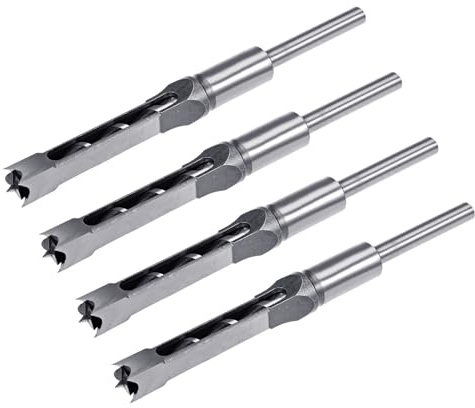 QUARKZMAN 4 Pezzi Punta Foro Quadrato 1/2(12.7mm) Acciaio Ad Alto Contenuto Di Carbonio Trapano Cavo Mortasatore Per Macchina Mortasa Tenone Falegnameria Lavorazione Legno