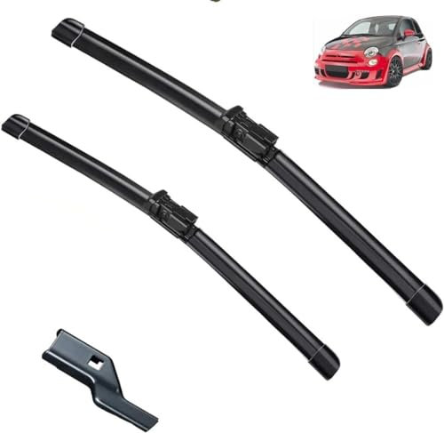 JKIOHG Autmotive Scheibenwischero für FIAT 500 500C 2009–2016, Wischer Vorne Hinten Wischer Set Wischerblatt Fenster Auto Regen Pinsel, 24 Zoll + 14 Zoll 2PCS