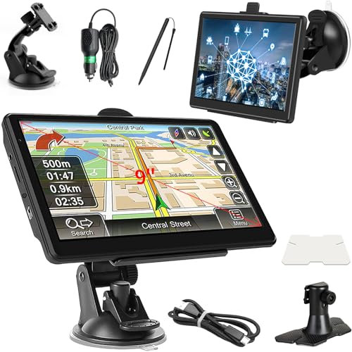 9 Inch GPS Navigator Sat Nav - 2025 Latest UK Map Sat Navs for Cars, Trucks and Buses,HD TFT Touch Screen HGV Satnav, Voice Turn Directions, Postcode Search, Lifetime Free Updates