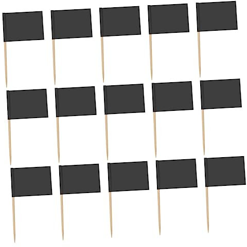 FUNNETOYU 200piezas Banderas Palillo Dientes Decorativas Blancas y Negras Toppers para Postres Palillos para Cupcakes Etiquetas para Tartas y Frutas Fiestas y Celebraciones