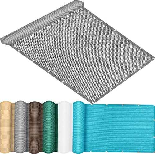 QINLIQIN Balkon Sichtschutz Wetterfest 90 x 180 cm Stoff für Balkongeländer Uv-Schutz Wind Und Wetterfest mit Befestigungsschnur Kabelbinder für Terrassen Swimming Pool, Hellgrau