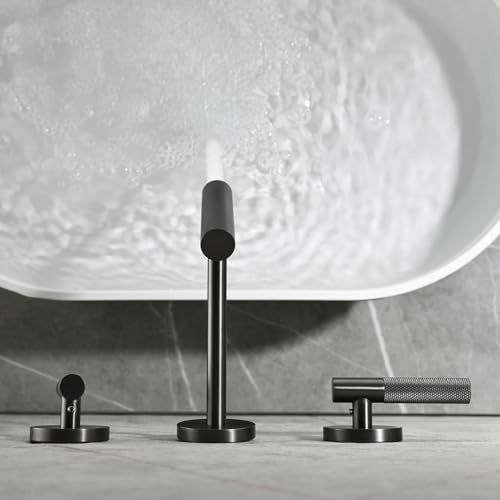 HKTHE Concealed Basin Mixer Tap, HBF0584 Wall Mounted Sink Tap, with Embedded Box, 2 Non-slip Handles, Bathroom Sink Faucet, Vanity Faucet, Includes Hot and Cold Water Pipes, 59A Copper