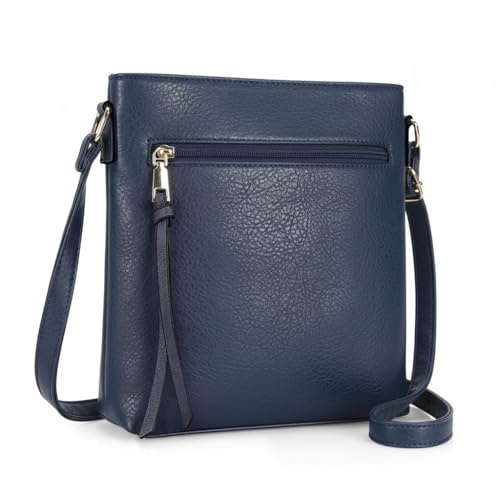 DOB SECHS Soft PU Leather Crossbody Bags for Women, Cross Body Bag with Multiple Pockets, Adjustable Strap, Perfect for Daily Use, Blue