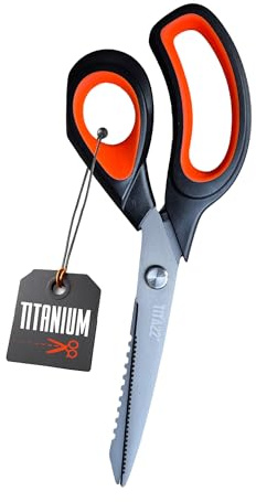 Heavy Duty Scissors 9.5 Inch - Titanium-Coated – Multipurpose All Purpose Scissors for Office, Home, School, Sewing, Fabric, Crafting, Kitchen, and Professional Use – Durable Sharp Blades