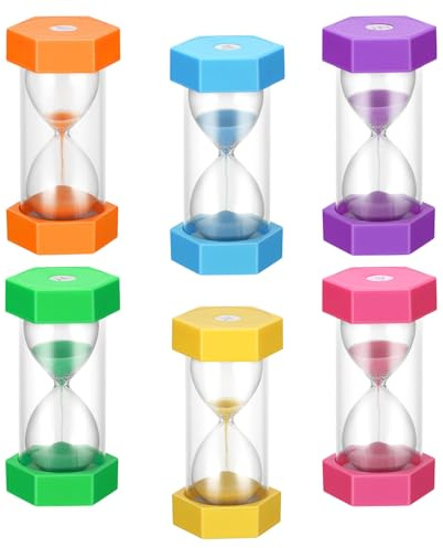 Sand Timer, 6 Colors Sandglasses Hourglass Clock Timer for Kids, 1/3/5/10/30 Minutes Set Time Management Assistant for Kitchen Game Classroom Home Office Decoration