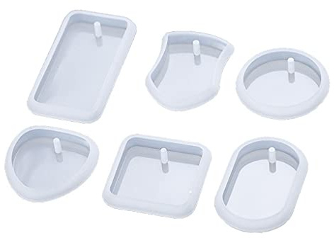 Lot de 6 moules en résine pour porte-clés en silicone époxy UV fait à la main pour bijoux pendentifs en résine