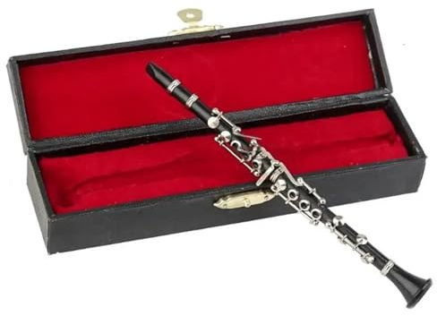 Figurines Miniatures D'instruments De Musique Accessoires pour Clarinette Miniature avec Support Et Étui(13.5cm)