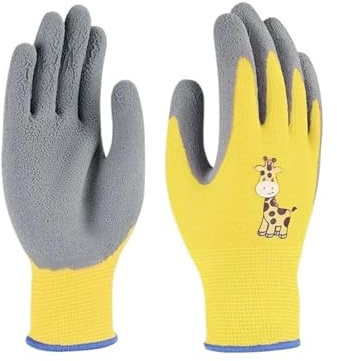BAFEIYA Guantes de Seguridad Infantiles for Bricolaje, Resistentes al Agua, Antideslizantes, for Trabajo, jardín, Cocina y jardín. Guantes de látex for niños, Resistentes a Perforaciones.(Yellow,XS)
