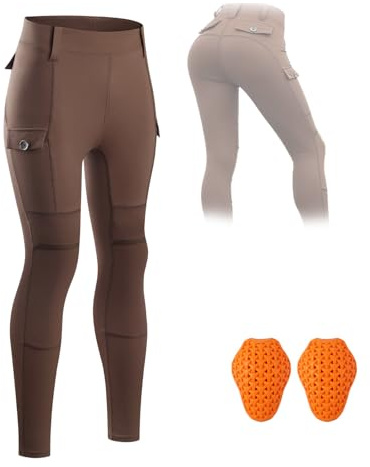 ARMAAN Legging Moto Femme Coupe Slim, Pantalon Biker Léger Avec Protections Amovibles Et Poches Cargo Pour Route Et Usage Quotidien