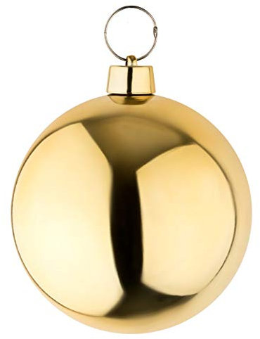 your castle Palla di Natale Grandi Oro Lucido Diametro 25 cm. Alta qualità per Interni e Resistente alle intemperie all'aperto. con Anello Metallico (1)
