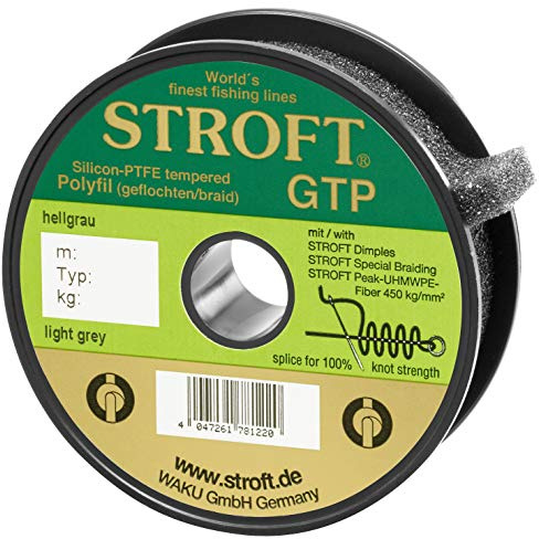 Schnur STROFT GTP Typ R geflochtene Angelschnur 100m hellgrau 8-fach PE Braid, hohe Tragkraft, extrem abriebfest, rund & fest geflochten, für Spinnfischen & Raubfisch wie Barsch, Zander & Hecht