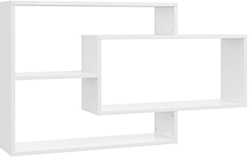 vidaXL Wandregale Bücherregale Hängeregale Wandregal Bücherregal Regale mit 3 offenen Fächern Schweberegale Hochglanz-Weiß 104x20x58,5cm Holzwerkstoff