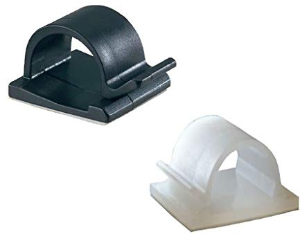 60 Assorted Self Adhesive Cable Clips Black Natural/White Wire Conduit Nylon Clamp 16mm 25mm 28mm