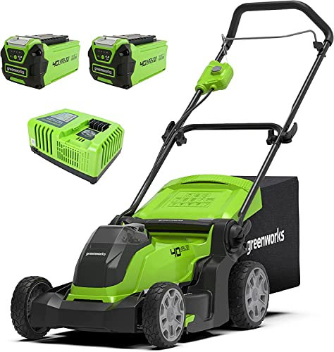 Greenworks G40LM41K2X Tagliaerba a Batteria per Prati Fino a 500m², Ampiezza di Taglio 41cm, Sacca da 50L CON Due Batterie 40V 2Ah e 1 Caricabatterie, Garanzia 3 Anni