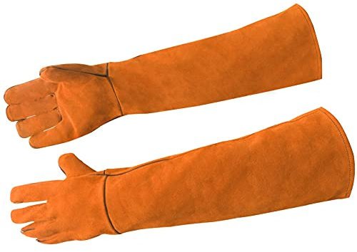 LEcylankEr Bissfeste Handschuhe Gartenhandschuhe Dornenfest, 60cm Arbeitshandschuhe Herren Damen, Katzenhandschuhe Gartenhandschuhe für Hund/Katze/Vogel/Schlange/Kaktus/Rose/Schweißer (orange)