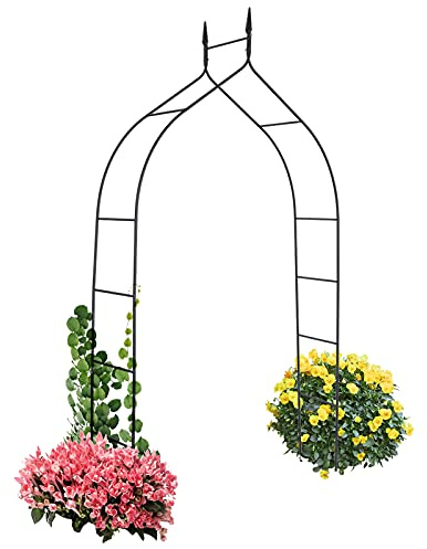 GOPLUS Arco de jardín para plantas trepadoras/decoración, arco plantas trepadoras, terraza de rosales metálica, jardín duradero, arco de boda, rosas Bridal parte de decoración