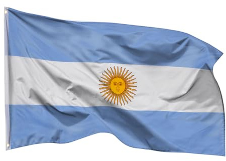 Banderas de aricona – bandera de Argentina resistente a la intemperie con 2 ojales de metal - bandera nacional argentina 90 x 150 cm